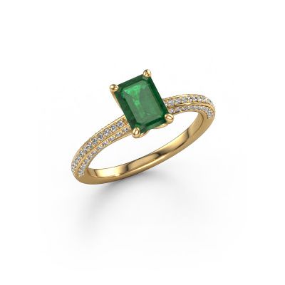 Engagement ring Elenore eme 585 gold emerald 7x5 mm