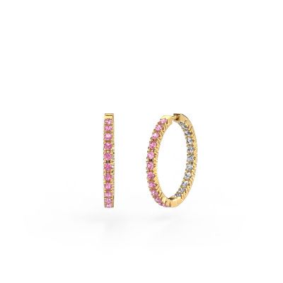 Créoles Miki 20mm 585 or jaune saphir rose 2 mm