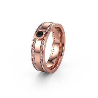 Trouwring WH2044P 585 rosé goud zwarte diamant ±6x2 mm