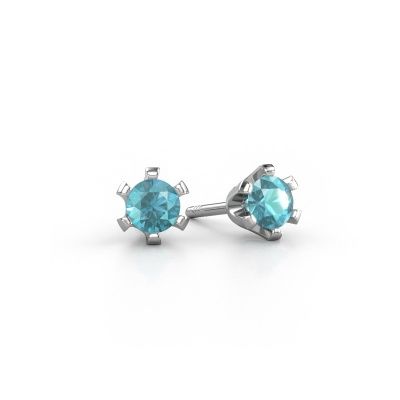 Clous d'oreilles Shana 950 platine topaze bleue 4 mm