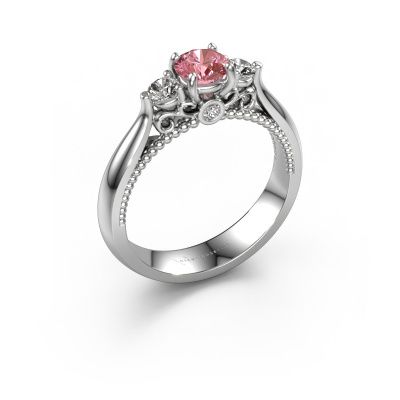 Engagement ring Tiffani 950 platinum pink lab grown diamond 5 mm