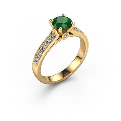 Engagement ring Valorie RND 2 585 gold emerald 6.5 mm