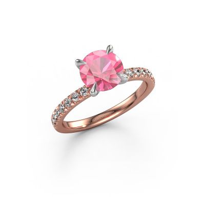 Verlovingsring Crystal rnd 2 585 rosé goud roze saffier 7.3 mm