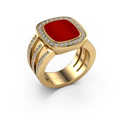 Signet ring Tijn 585 gold carnelian 13x11 mm