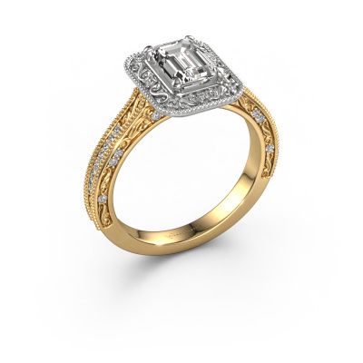 Engagement ring Alice EME 585 gold zirconia 7x5 mm