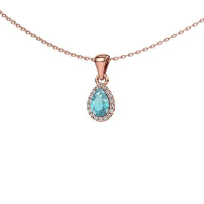 Pendant Seline per 585 rose gold blue topaz 6x4 mm