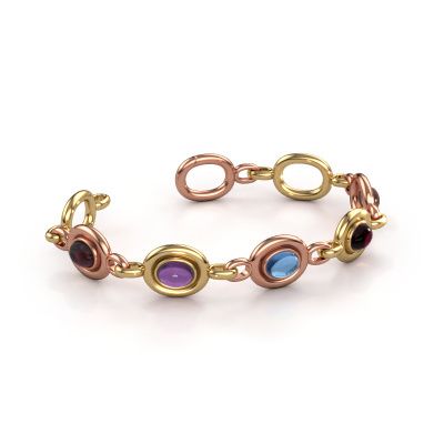 Link bracelet Maxima 5 585 rose gold garnet 8x6 mm