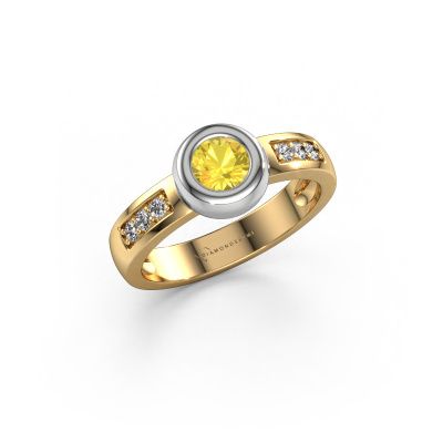 Ring Charlotte Round 585 gold yellow sapphire 4.7 mm