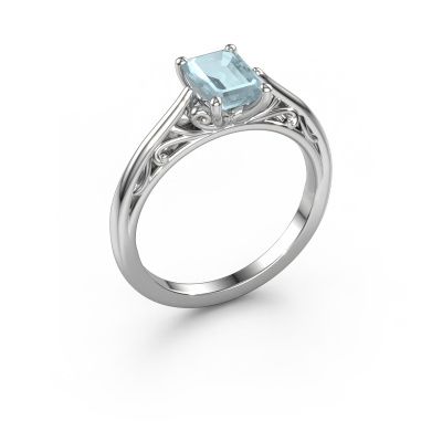 Engagement ring Shannon eme 950 platinum aquamarine 7x5 mm