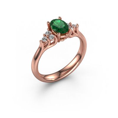 Engagement ring Monika OVL 585 rose gold emerald 7x5 mm