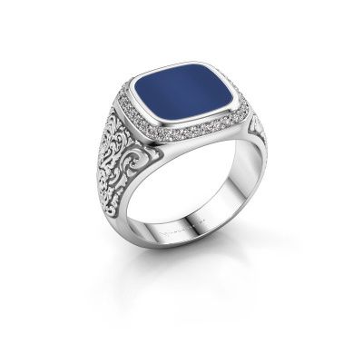 Heren ring Jesse 3 585 witgoud lapis lazuli 10x10 mm