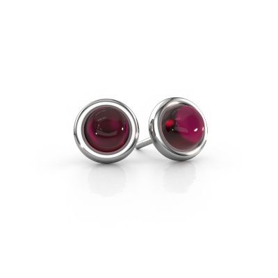 Stud earrings Jodi 585 white gold garnet 4,5 mm