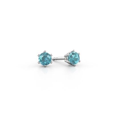 Earrings Fay 950 platinum blue topaz 4.2 mm