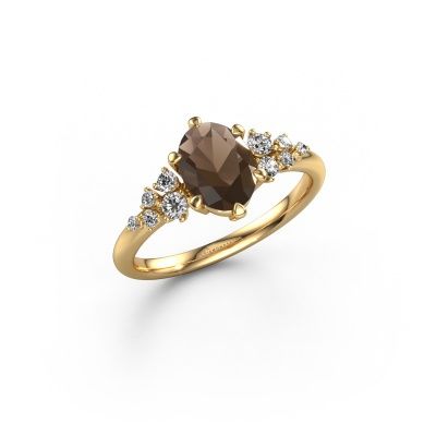 Engagement ring Royce OVL 585 gold smokey quartz 8x6 mm