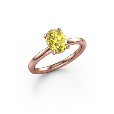 Engagement ring Simone OVL 2 585 rose gold yellow lab grown diamond 8x6 mm
