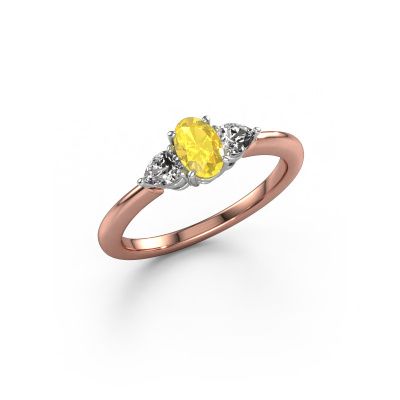 Engagement ring Chanou OVL 585 rose gold yellow sapphire 7x5 mm