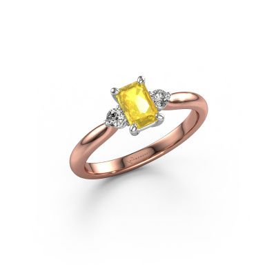 Bague de fiançailles Lieselot EME 585 or rose saphir jaune 6x4 mm