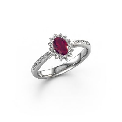 Engagement ring Tilly ovl 2 585 white gold rhodolite 7x5 mm