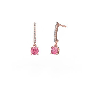 Drop earrings Tanja 1 585 rose gold pink sapphire 5 mm