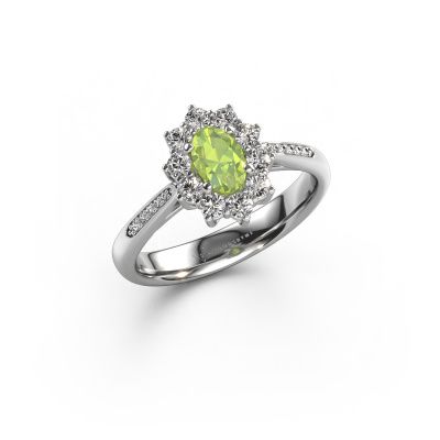 Engagement ring Leesa 2 585 white gold peridot 6x4 mm