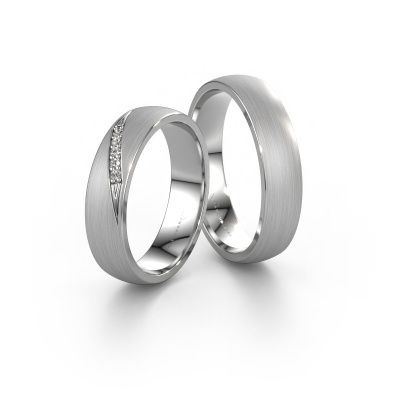 Wedding rings set WH2150LM25AM ±0.20x0.07 in 14 Carat white gold diamond 0.008 crt