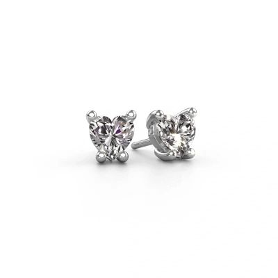Boucles d'oreilles Sam Heart 585 or blanc diamant 0.80 crt