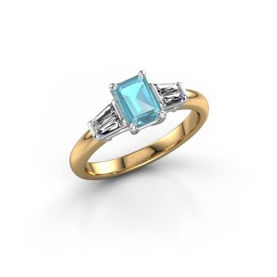 Engagement ring Kina EME 585 gold blue topaz 6.5x4.5 mm