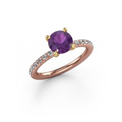 Verlobungsring Crystal RND 2 585 Roségold Amethyst 7 mm