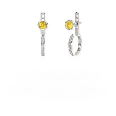 Clous d'oreilles Destiny 585 or blanc saphir jaune 4 mm