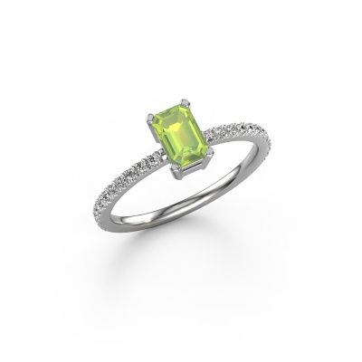 Engagement ring Denita 2 EME 950 platinum peridot 6x4 mm