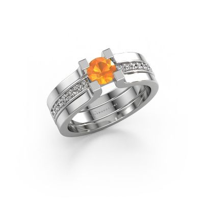 Bague de fiançailles Myrthe 950 platine citrine 5 mm