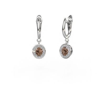 Pendants d'oreilles Nakita 585 or blanc diamant brun 0.880 crt