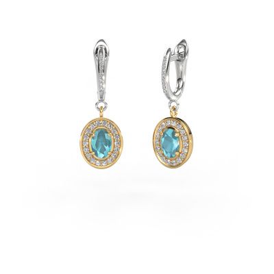 Drop earrings Layne 2 585 gold blue topaz 7x5 mm