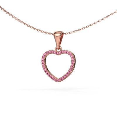 Pendant Heart 6 585 rose gold pink sapphire 1 mm