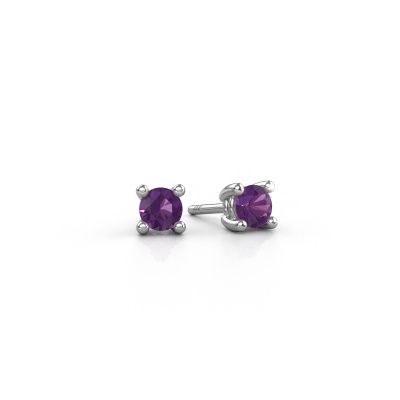 Stud earrings Sam RND 950 platinum amethyst 4.2 mm