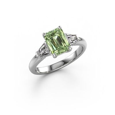 Engagement ring Kina EME 950 platinum green lab grown diamond 8x6 mm