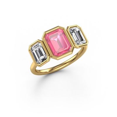 Engagement ring Lavon 3 EME 585 gold pink sapphire 8x6 mm