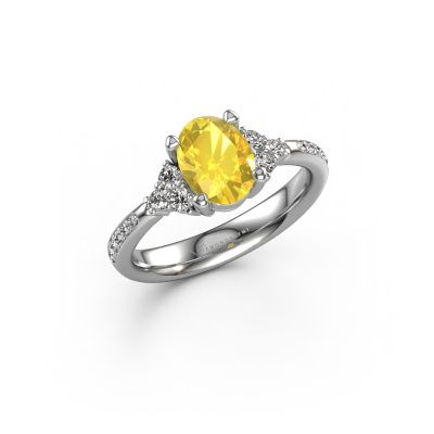 Verlobungsring Aleida OVL 2 950 Platin Gelb Saphir 8x6 mm
