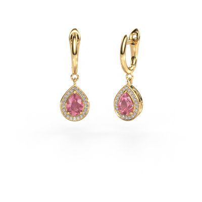 Drop earrings Ginger 1 585 gold tourmaline pink 7x5 mm