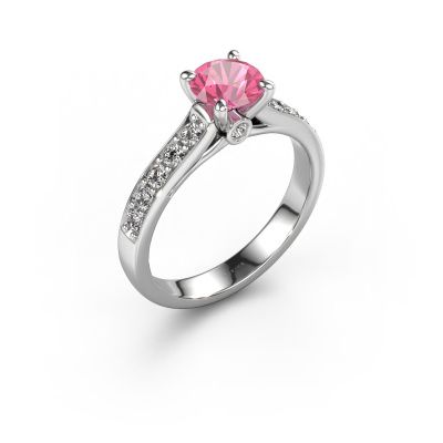 Engagement ring Valorie RND 2 950 platinum pink sapphire 6.5 mm