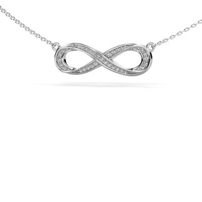 Necklace Infinity 2 585 white gold zirconia 0.8 mm