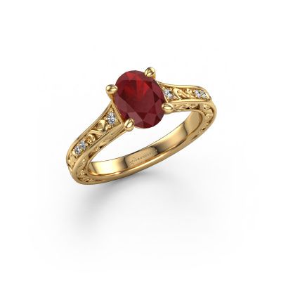 Engagement ring Mallory OVL 585 gold ruby 8x6 mm