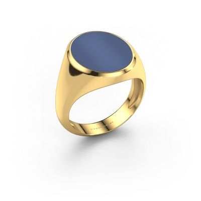 Zegelring Herman 6 light 585 goud blauw lagensteen 16x13 mm