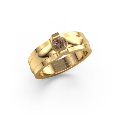 Ring Jade 585 gold brown diamond 0.25 crt