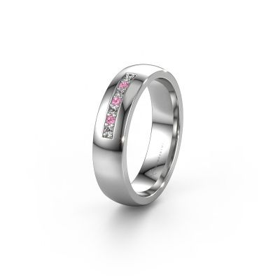 Wedding ring WH0112L25BP 585 white gold pink sapphire ±0.20x0.08 in
