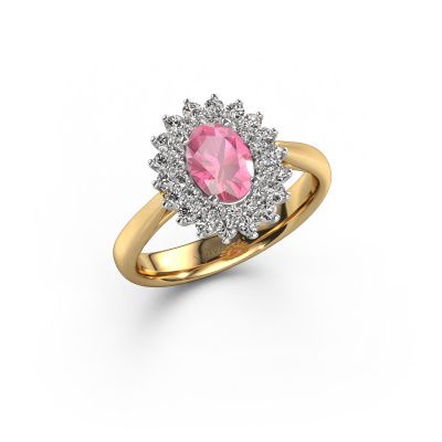 Engagement ring Alina 1 585 gold pink sapphire 7x5 mm