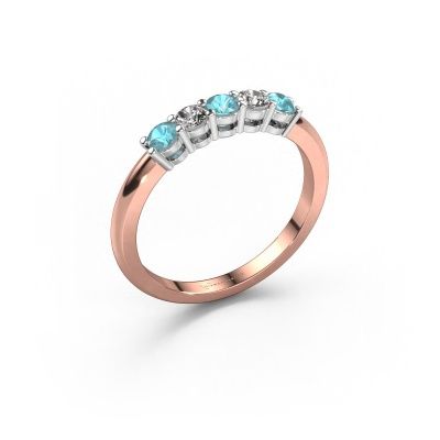 Ring Michelle 5 585 rose gold blue topaz 3 mm