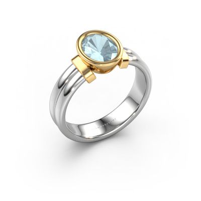 Ring Gerda 585 white gold aquamarine 8x6 mm