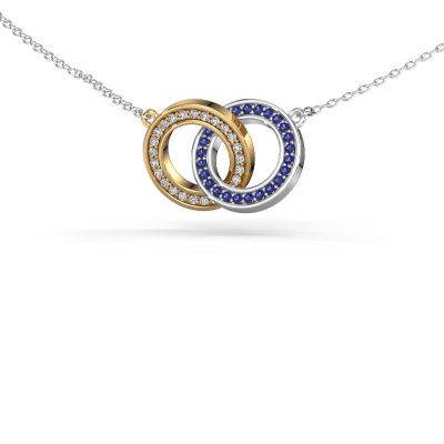 Necklace Circles 2 585 gold sapphire 1 mm