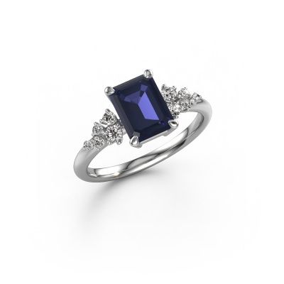 Ring Royce EME 585 white gold sapphire 8x6 mm